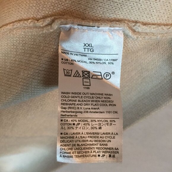 Banana Republic Womens XXL Faux Wrap Skirt Cream Knit  Elastic Waist Knee Length - Picture 9 of 11